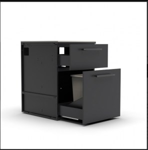 Mit 2 ausziehbaren Behälter zur Abfalltrennung  